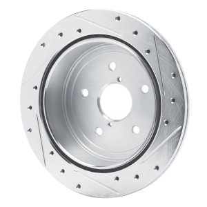 Subaru WRX Brake Rotor (1) - Rear Left - R1 Concepts - Drilled & Slotted - Silver - `22-`25